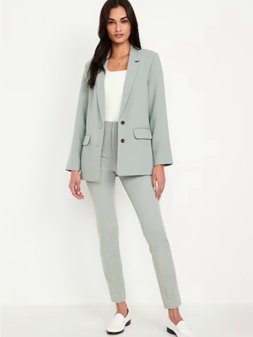 Old Navy Suit Set – Silver Sage - Large Blazer, Size 10 Pants